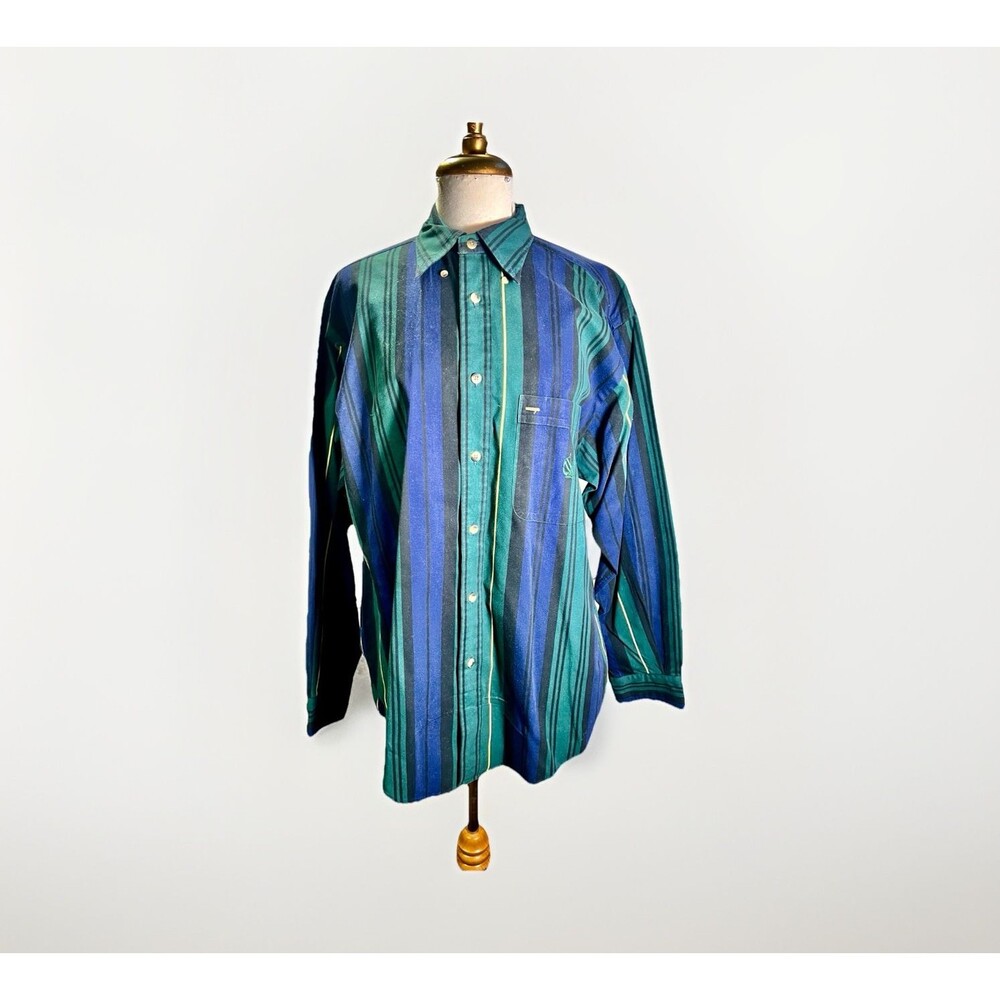 Nautica Oxford Shirt Size M Vintage Men's 90's Striped Sharp Dressed Preppy Top
